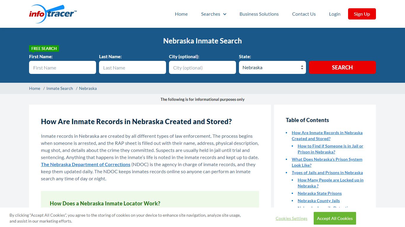 Nebraska Inmate Search & Inmate Locator - Infotracer